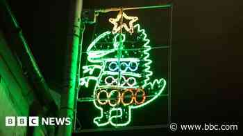 The town with Christmas lights designed by kids