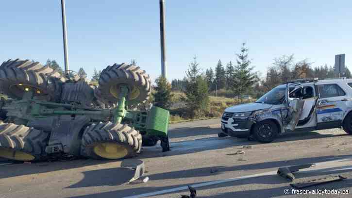 Chilliwack man facing 3 charges for allegedly crashing his tractor into a police vehicle multiple times
