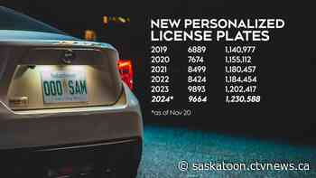 Personalized license plates on the rise in Saskatchewan