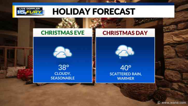 Cloudy Christmas Eve before showers return