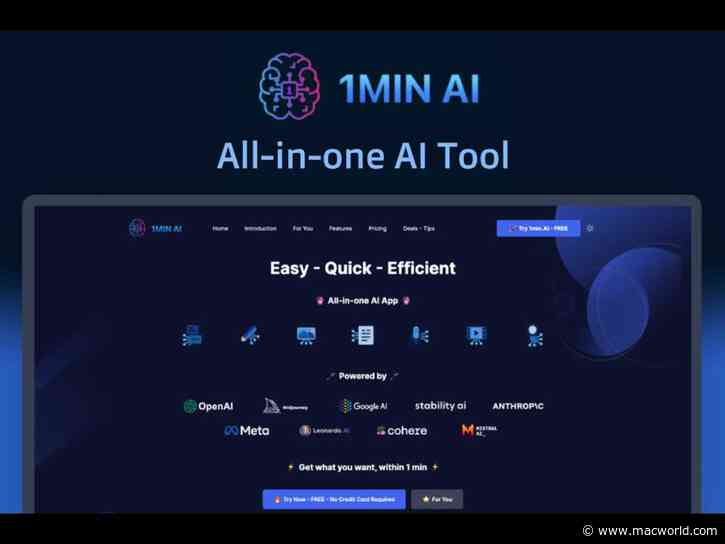 Get every major AI model in one platform with 1minAI