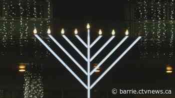 Barrie's Jewish community celebrates Hanukkah brightly with 10-foot menorah