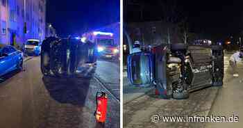 Schwerer Unfall beim Bahnhof Bamberg: Auto stürzt auf Seite