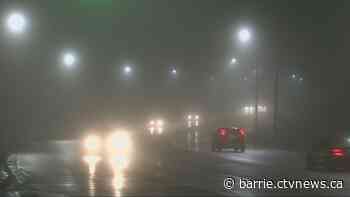 Region under rainfall warning, fog advisory