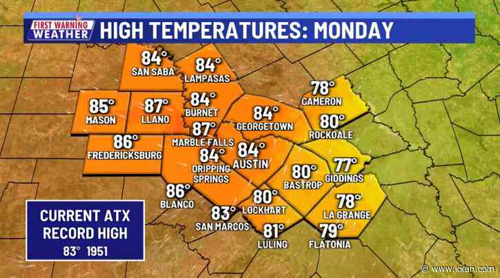 Record-high temps on Monday, mid-week pattern change