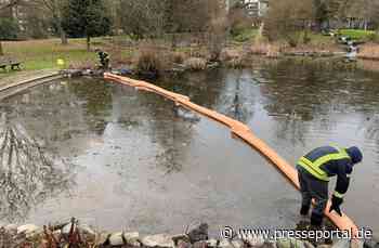 FW Bad Honnef: Ölfilm auf einem Teich ruft Feuerwehr auf den Plan
