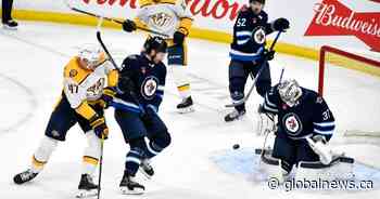 Hellebuyck pitches shutout, Vilardi scores twice as Winnipeg Jets blank Preds 3-0