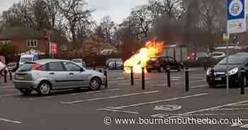WATCH: Car engulfed in flames at supermarket car park
