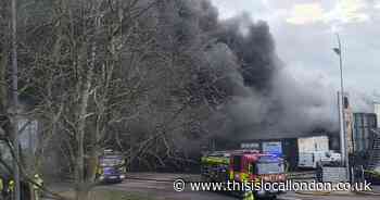 Photos show burning Rainham warehouse as over 100 firefighters battle fire