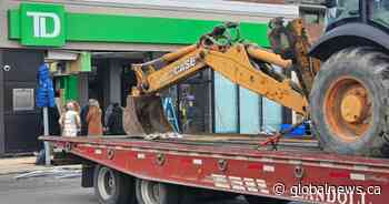 Construction equipment used to smash into Toronto bank, ATM taken