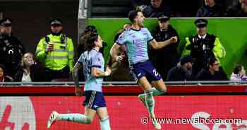 Arsenal komt op zes punten van koploper Liverpool na probleemloze derbyzege bij Brentford