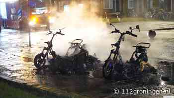 Drie deelscooters in brand Groningen & kledingcontainer vat vlam Schildwolde