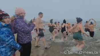 New Year's Day Polar Plunge in the frigid waters of Kempenfelt Bay