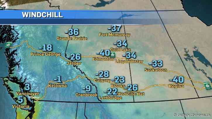 Extreme cold warnings, snowfall warnings issued in southern, central Alberta