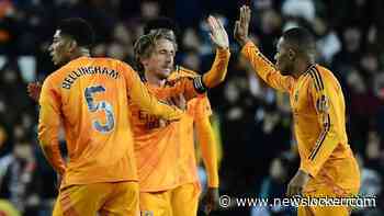 Real Madrid in blessuretijd met tien man langs Valencia