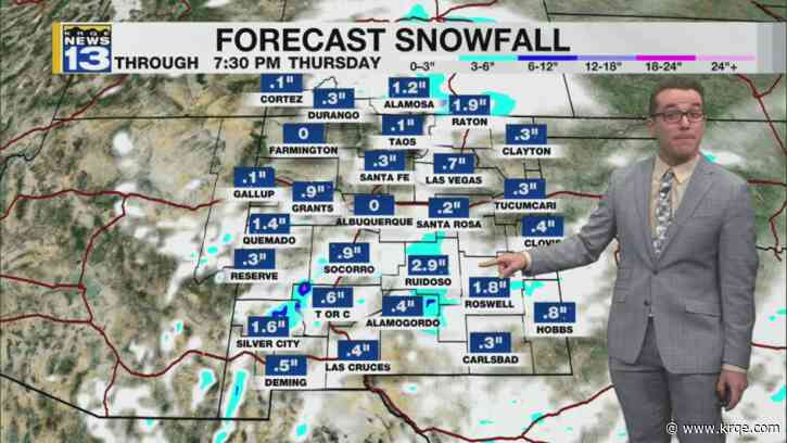 Snow forming around New Mexico; colder and windier weather