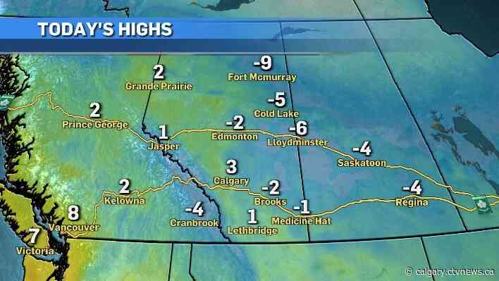 Mild Thursday with mixed precipitation across central and southern Alberta Friday