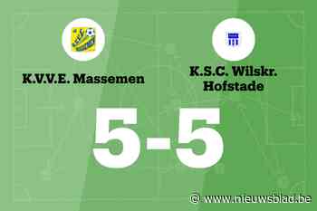 KVVE Massemen B en Wilskracht Hofstade eindigen op 5-5-gelijkspel