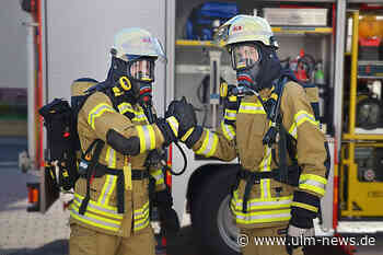 Brennender Altpapiercontainer in Neu-Ulmer Innenstadt