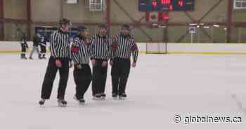 3 generations of officiating family referee same game during Minor Hockey Week