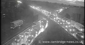 Live A14 updates as overturned vehicle closes lanes