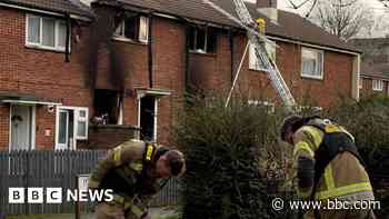 Person taken to hospital after fire destroys home