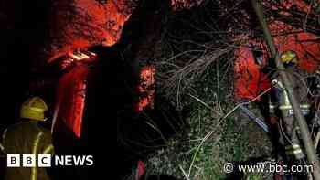 Fire rips through derelict village lodge