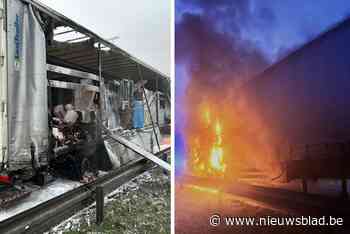 Brandende vrachtwagen en kettingbotsing zorgen voor zware file op E17 richting Gent