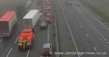 A1 crash in Cambridgeshire causes long queues