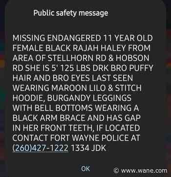 Public Safety Alert canceled for Fort Wayne girl