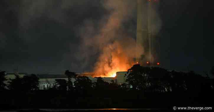 A giant battery power plant is on fire in California