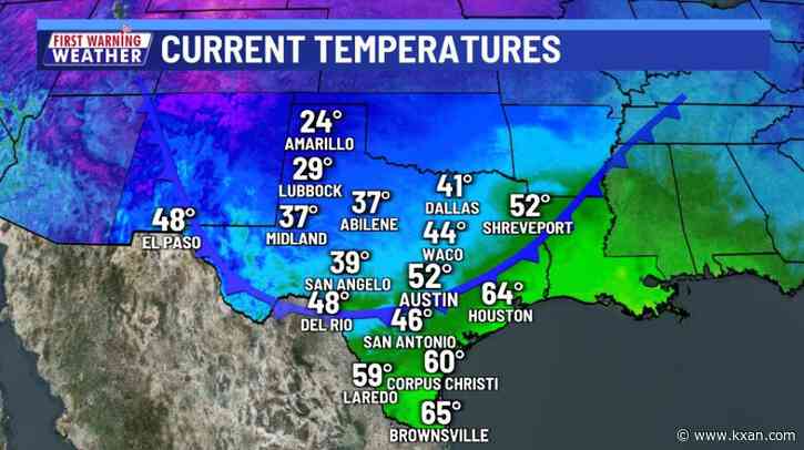 The front has arrived and cold air will filter in