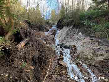 Just below a reservoir high above Lions Bay, the slope failed, starting a deadly debris flow