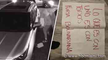 Video appears to show man leaving pro-Maduro threats outside home of Venezuelan attorney