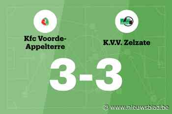 KFC Voorde-Appelterre speelt gelijk in thuiswedstrijd tegen KVV Zelzate