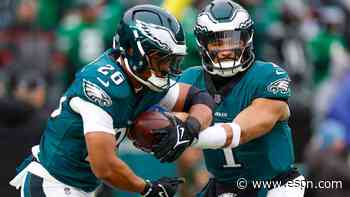 Eagles QB Jalen Hurts takes it 44 yards to the house to open the scoring vs. the Rams