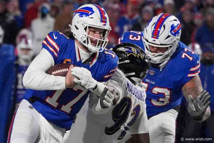 Allen scores 2 TDs, Bills force 3 turnovers to beat Ravens 27-25 and reach AFC title game