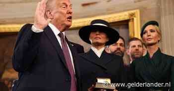 Zoenen lukt nét niet: Zorro-hoed van Melania zit Donald Trump in de weg