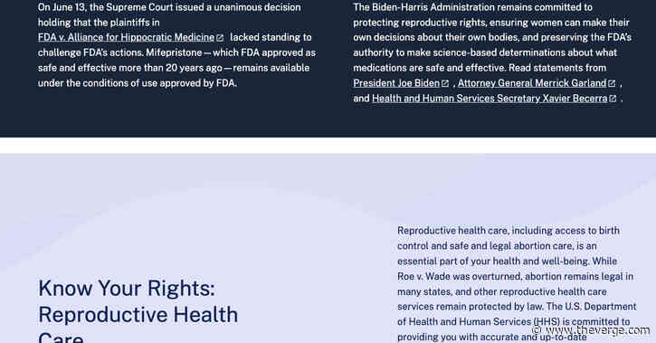 A federal website on reproductive rights has vanished