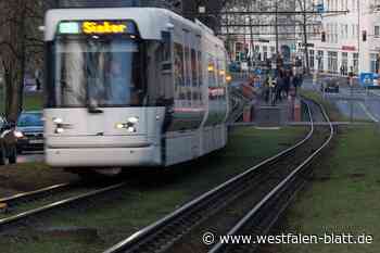 Zwischen fahrende Stadtbahnwaggons gestoßen