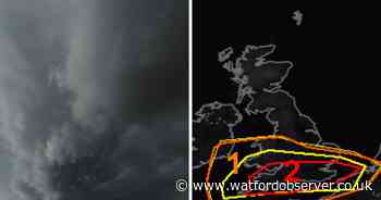Thunderstorm and tornado warning for Watford during Storm Éowyn