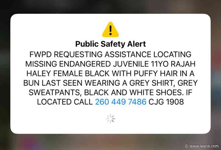 Public Safety alert issued for 11-year-old missing girl