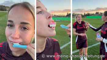 Giulia Gwinn fällt das Gebiss aus dem Mund