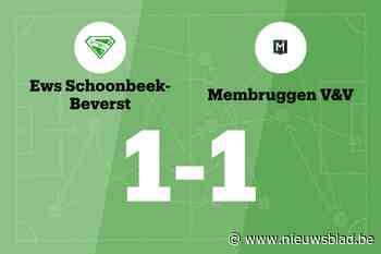 Schoonbeek-Beverst B speelt thuis gelijk tegen Membruggen