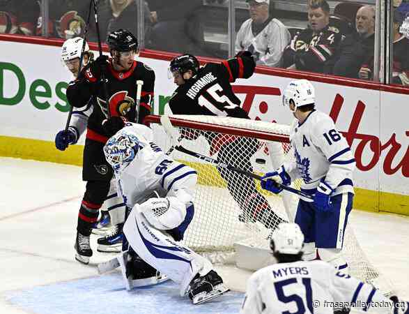 Pinto’s thrilled Senators’ lucky goal helps beat rival Leafs 2-1