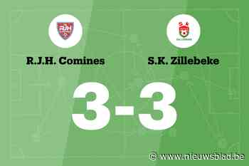 R.J.H. Comines en SK Zillebeke eindigt op 3-3