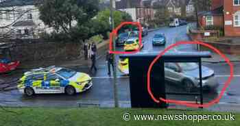 Police flock to major road after car crash near Bromley train station