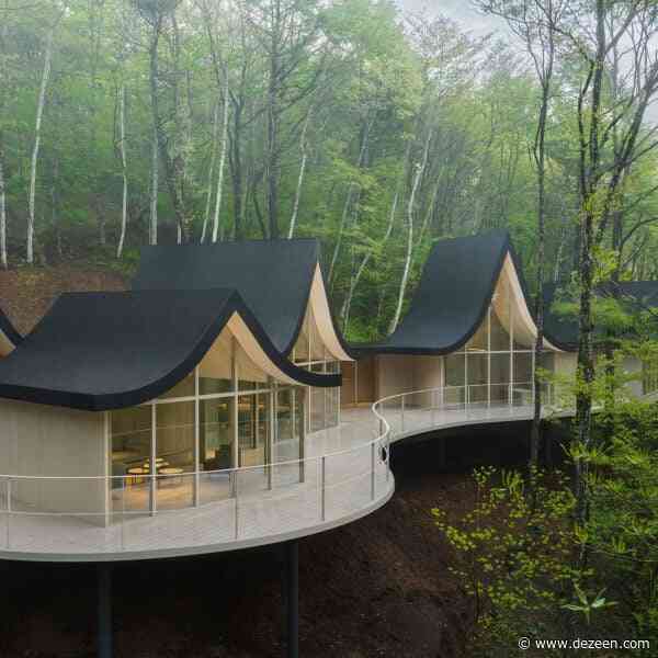 Nendo designs intertwined cottages for Hand in Hand House in Karuizawa