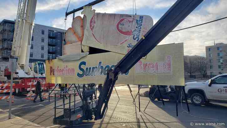 Iconic bread sign removed from former Aunt Millie's headquarters in downtown Fort Wayne