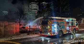 Calgary firefighters battle blaze at Eau Claire condo complex that was set to be demolished